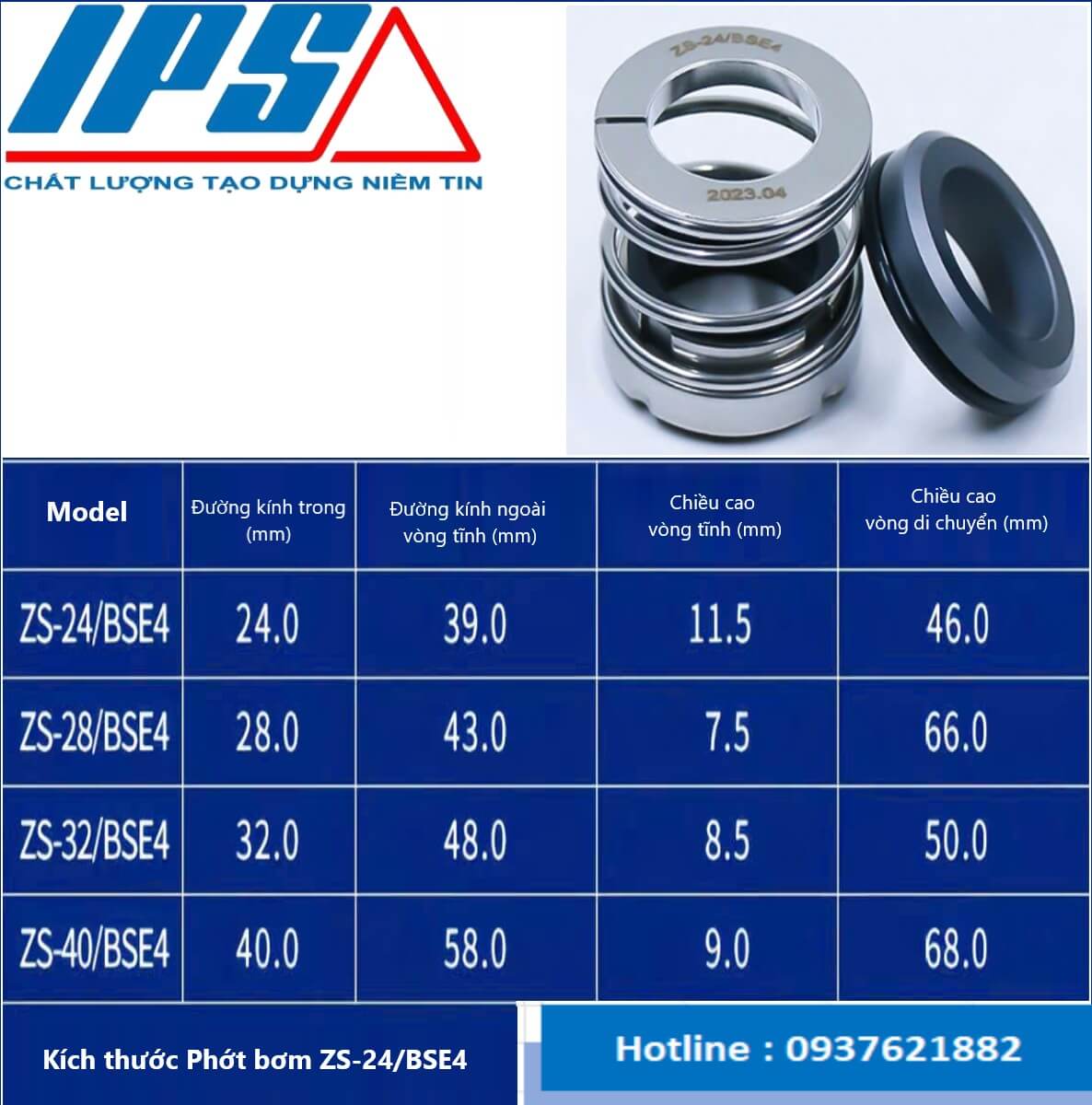 Phớt bơm ZS-24,BSE4-7.
